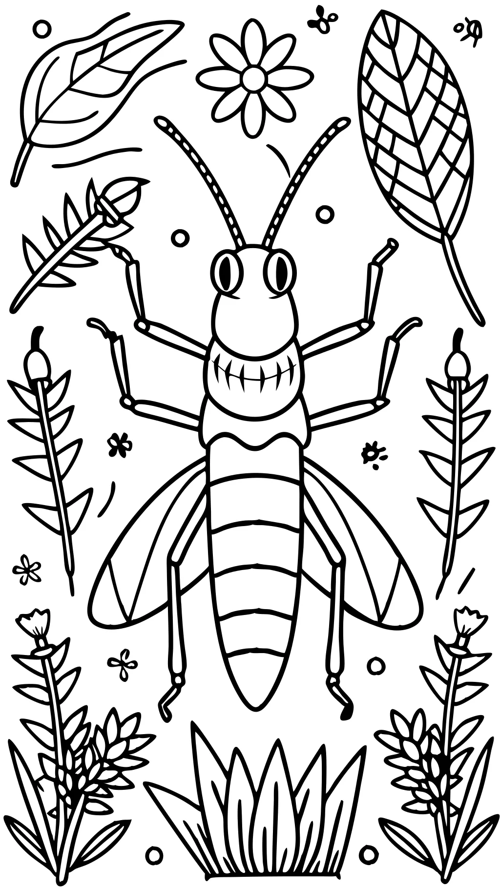 coloring page of grasshopper